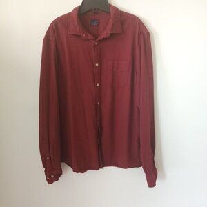 Untuckit Rohan Dark Red Ribbed Button Casual Button Down Shirt Casual Preppy